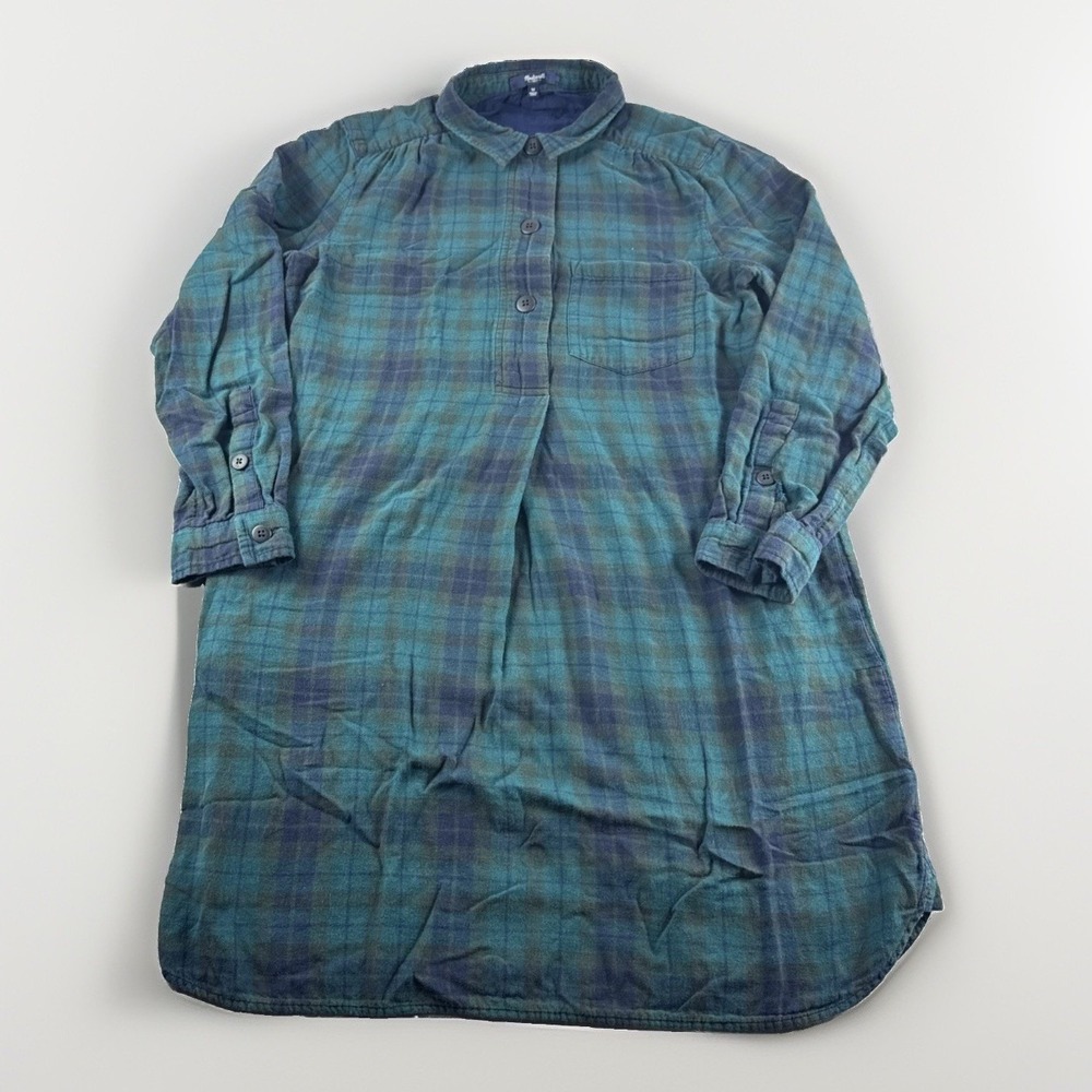 Madewell Latitude Shirtdress Womens M Green Alma Plaid Pullover Pockets READ